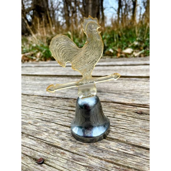 Vintage Small Decor Bell Lucite Rooster, Chicken Farmhouse Dinner Bell - Picture 8 of 10
